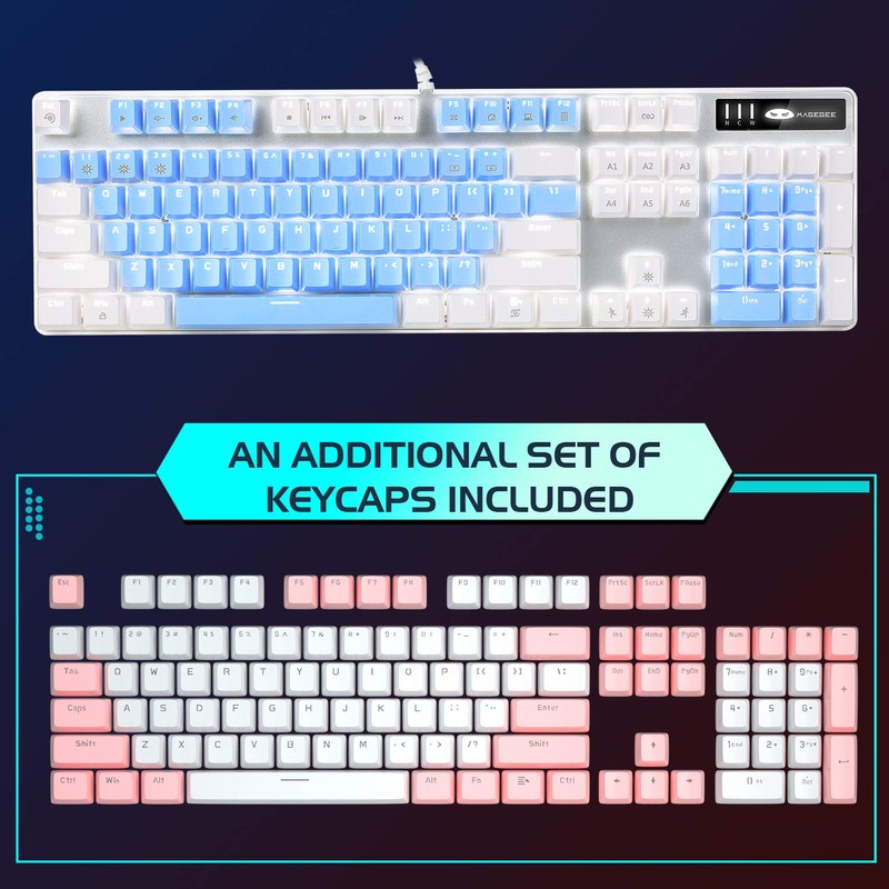 MageGee Mechanical Gaming Keyboard, 104 Keys White Backlit Mechanical Keyboards