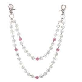 Sparkly Ceramic Beads Wallet Chain - 10mm Shiny Bohemian Purse Jean Pants Chains for Men Women Fashion Accessories (white+pink)