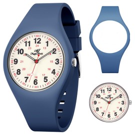 ManChDa Blue Watch for Women Analog Watch Silicone Nurse Watch Medical Waterproof Women Watches Easy to Read