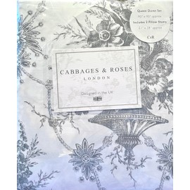 Cabbages & Roses of London Luxurious Home Collection 100% Cotton Percale Crisp & Cool, Wrinkle Free Hotel Quality 3pc Duvet Set (Burleigh-Charcoal Shanny, Queen (U.S. Standard))