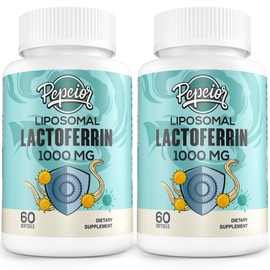 Pepeior Liposomal Bovine Lactoferrin 1000 mg - for Iron Absorption & Immune Function Lactoferrin Supplements for Adults, 60 Softgels (2 Bottle)