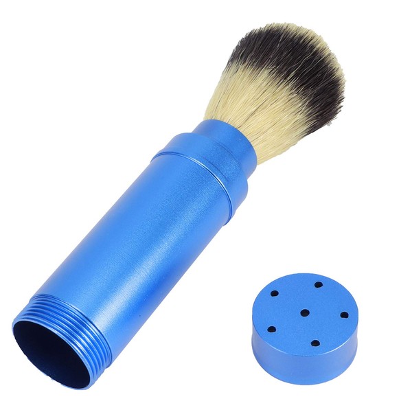Walfront Shaving Brush, Men Portable Beard Brush Travel Facial Foaming Shaving Brush Grooming Tool Aluminum + Brush Hair Material, Bathroom Supplies