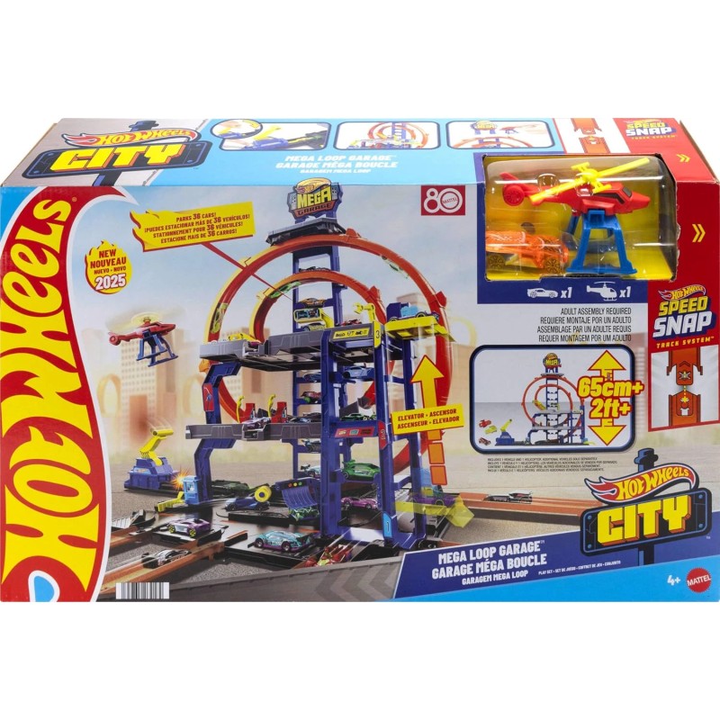 Hot Wheels City Mega Loop Garage Track Set with 1:64