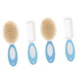 VICASKY 4pcs Natural Wool Hair Brush for Boy Girl Soft Bristles Hair Comb for Boy Girl Scalp Care Ergonomic Handle for Comfortable Gripping for Daily Use and Cradle Cap Relief