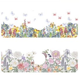 2 Pack Butterfly Floral Sink Splash Guard Faucet Mat Rose Lily Tulip Peony Super Absorbent Fast Drying Mat Sink Gadgets-Splash Guard Behind Faucet Drip Catcher for Kitchen Bathroom, 15.5"x5.5"