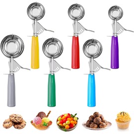 6 Pack Cookie Scoop Set, Ice Cream Scoop with Trigger Professional Stainless Steel Disher Cookie Measuring Scoop for Baking Meatball Melon Baller Cupcake Muffin, 6 Sizes