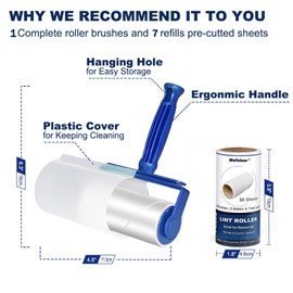 420 Sheets Lint Rollers for Pet Hair Extra Sticky, 7 Packs Sticky Roller for Clothes, Dog Hair Remover, Lint Brush for Furniture