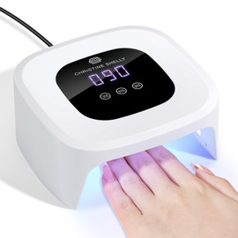 CHRISTINE SHELLY Mini UV LED Nail Lamp, Professional UV Nail Light with LCD Display, 48W Plug-in Fast Curing Nail Dryer for UV Gel Nail Polish Beginners DIY Nail Art Home, White