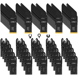 AMZBSAW 100 PCS Blades, Titanium and High Carbon Steel Saw Blades for Wood Metal and Plastic, Quick Release Multi Tool Blades Kits, Oscillating Tool Accessories Kit