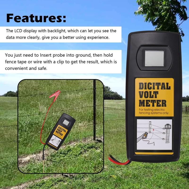 9.9KV Digital Fence Tester Home Garden Horse Livestock Electric Fence