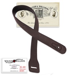 Walker & Williams XL-60 Brown Guitar Strap Extender Lengthens Many Brands of Straps Up To 60"