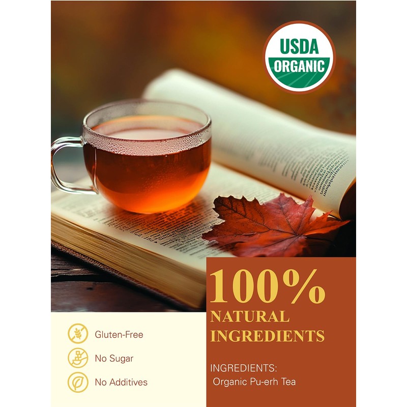 GLDNT Organic Pu-erh Tea, Yunnan Ripe Pu'erh Tea Loose Leaf,