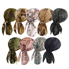 DOCILA Do Rag Skull Cap for Men Snakeskin Sweat Motorcycle Head Bandana Helmet Liner Durag Beanie Cycling Accessories 9 PCS