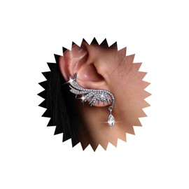 Atentuyi Crystal Earrings Silver Earrings Rhinestone Wedding Earrings CZ Stud Earrings Angel Wings Earrings Sparkling Tears Bridal Earrings Jewellery for Women and Girls, Crystal