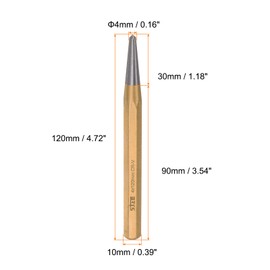 sourcing map Roll Pin Punch 5/32"x4.7"(4x120mm) CR-V Center Alignment Punch for Machinery Maintenance