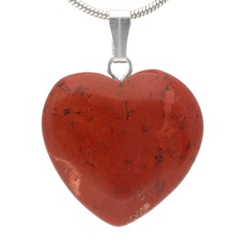 Lebensquelle Plus Heart Pendant Red Jasper Gemstone Pendant 2 x 2 cm Heart with Eyelet, Jasper, Jasper