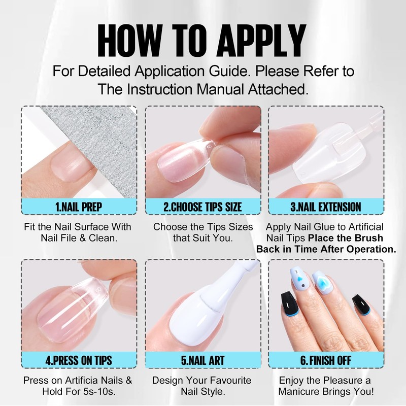 TOMICCA Nail Tips for Gel Nails with 7 g Nail
