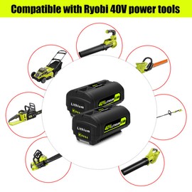 Atcuji 2 PACK 6.5AH 40V OP4040 Battery for 40V 4.0Ah OP4040 OP40404 OP40201, Compatible with Ryobi 40-Volt Lithium Tools 40V 4.0Ah OP4040 OP40404 3.0Ah OP40301 2.6Ah OP40261 2.0Ah OP40201 Battery