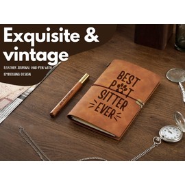 InnoBeta Pet Sitter Gifts, Thank you Gifts for Dog Sitters, Pet Sitters on Birthday, Christmas, Journal Pen Set, Unique Notebook, Travel Diary, Lined Planner, 7.8x5 Inches, Brown