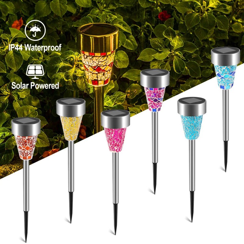 Solar Garden Lights 6Packs IP65 Water Resistant LED Lawn Pathway
