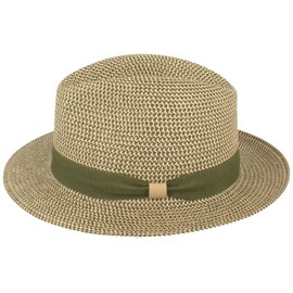 Straw Hat Bogart Hat Summer Hat Sun Hat Made of 100% Paper Crushable Hat Especially Light Flexible Skin-friendly Comfortable, Green mottled, M