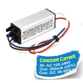 Chanzon LED Driver 300mA (Constant Current Output) 36V-66V (In100-240V AC-DC) (12-20)x1W 12W 15W 18W 20W IP67 Waterproof High Power Supply 300 mA Lighting Transformer Drivers for COB Chips (Aluminium)