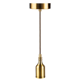 greenandco® Pendant Light E27 Colour Brass with 150 cm Textile Cable Can Be Shortened Vintage Pendant Light 230 V Retro Cable Lamp