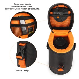 Cwatcun Camera Lens Case, Hard Case Shockproof DSLR Camera Lens Pouch with Shoulder Strap, Water Resistant Camera Lens Bag for Nikon, Sony, Fuji, Canon and Other Lens Below 3.03" x 7.87"(D x L)