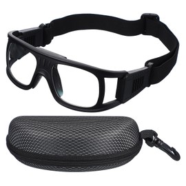 PATIKIL Adjustable Professional Sports Goggles, Unisex Safety Glasses Outdoor Sports Protective Eyewear for Basketball Racquetball Pickleball Football, Dark Black