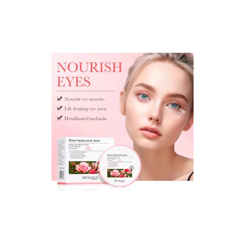 Parches para Ojos Bioaqua con Ácido Hialurónico y Rosa -
