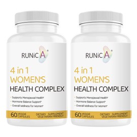 RUNICA 4 in 1 Estrogen Supplement Hormone Balance Support - Soy Isoflavones, Rosehip, Evening Primrose & Pueraria Mirifica Flavonoids, 60 Capsules, 2 Pack
