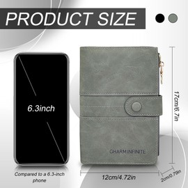 Energather Passport Wallet, PU Leather Travel Wallet with ID Window for British Passport Wallet for Men and Women, Dual Passport Holder with Buckle Closure for Coins and Cards, black, S, Casual