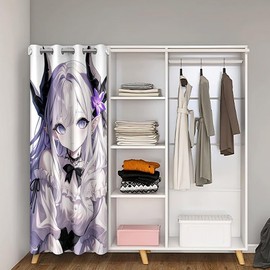 Erosebridal 3D Japanese Girl Door Curtain for Doorway Privacy,Anime Girl Blackout Curtain for Insulated Thermal,Kawaii Decorations Room Divider Curtain,Cute Preppy Girl Door Drape,34" W X 80" L