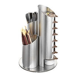 Esmeyer 400-2647 Portionsspender Multi aus mattiertem Edelstahl, für Milchdöschen, Zuckertüten und Rührstäbchen