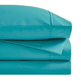 Superior 1400-1500 Thread Count Cotton Rich Sheet Set, Heavy Daily Bedding, Modern Decor, Includes 1 Elastic Deep Pocket Fitted Bedsheet, 1 Flat Sheet, 2 Pillowcases, Queen Size, Teal