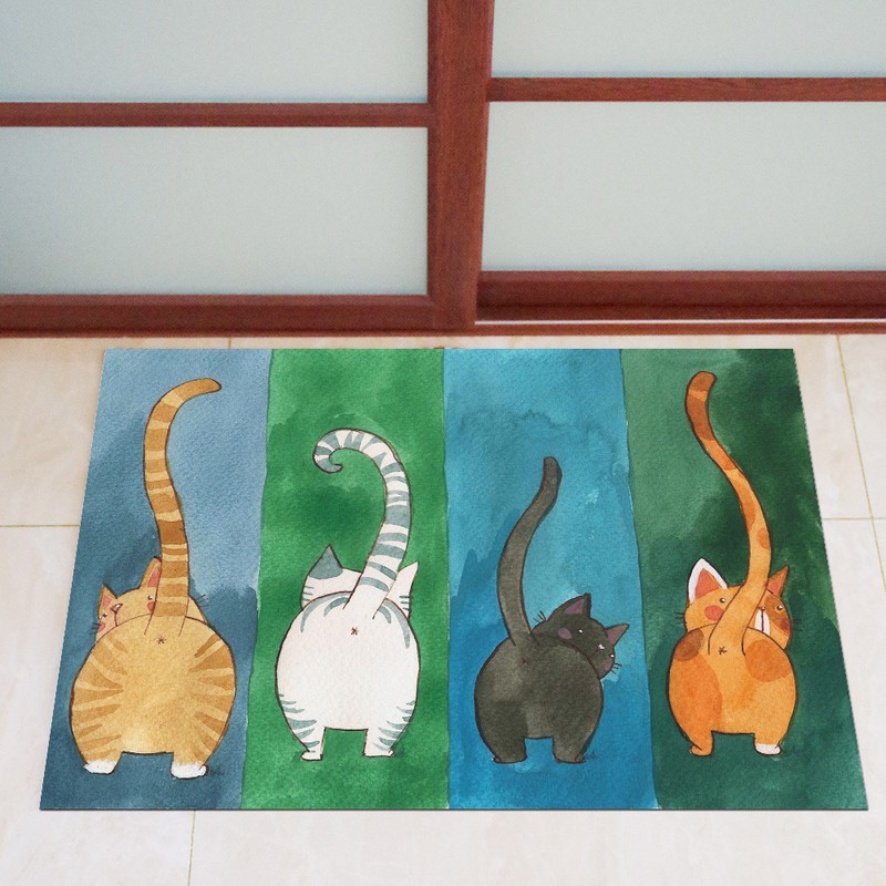 Cat Pattern Non slip Welcome Doormat Carpet Mat Indoor Outdoor