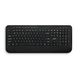 NXT Technologies Wireless Comfort Keyboard, Full‑Size with Wrist Rest, USB Receiver for PC and Laptop, Black