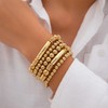 LXSSLY 5Pcs Gold Bangles Bracelets Set for Women,14K Gold Plated