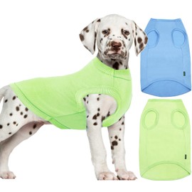 Sychien Dog Lightweight Shirt, Summer Cool Sun Shirts,Stretchy Medium Solid Dog T-Shirts,Soft Pet Sleeveless Blank Clothes,Breathable Costumes for Boy Girl Dogs,2 Pack,M Blue Green