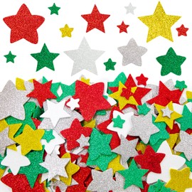 Christmas Foam Glitter Stickers Star Shapes Christmas Craft Sticker for Holiday Party Decoration 300 Pcs