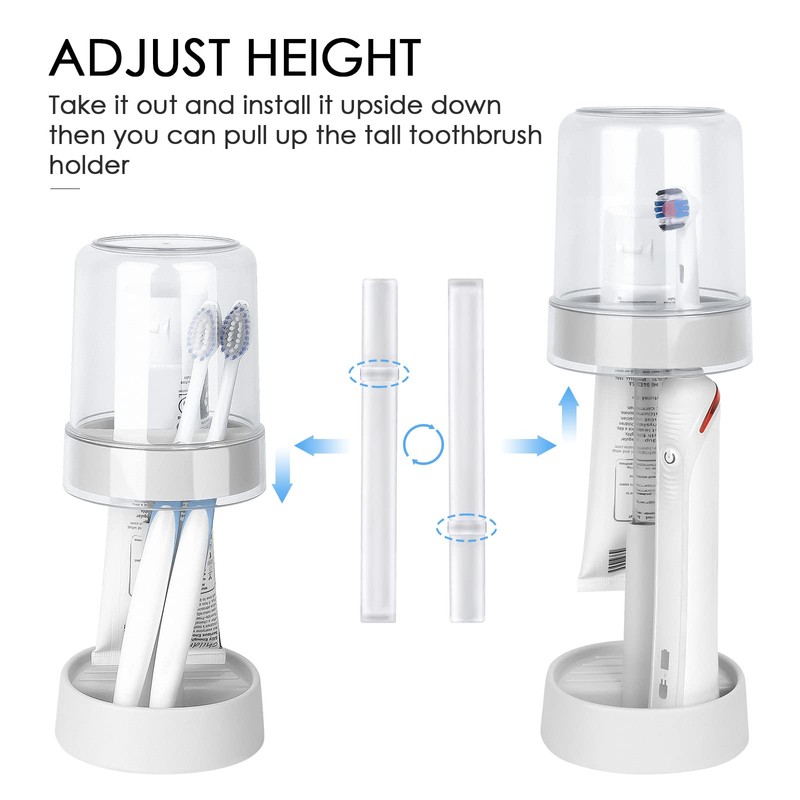 DODAMOUR Height Adjustable Toothbrush Holder for Bathroom, Toothbrush Holder Stand