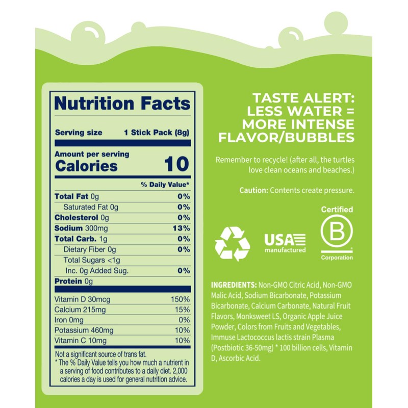 Bobelo Self Carbonating Hydration Packets, Low Calorie Drink Mix, Electrolytes