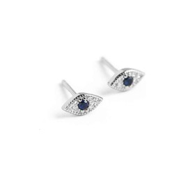 Small Evil Eye Stud Earrings for Women Girls 925 Sterling Silver Earrings Cartilage Tragus Stud Piercing, Sterling Silver