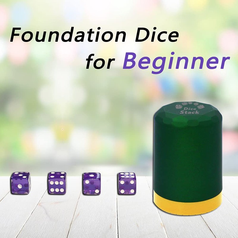 MEISHUNUK Dice Stacking Cup(Green) Set with 4 Pcs 19mm(Puple) and