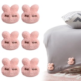 Futon Clips, Set of 6, Duvet Cover, Anti-Slip Sheet Clip, Anti-slip, Cute, Rabbit Futon Clip, Futon Fixer, Metal Needle, Anti-Slip, Sheet, Duvet Cover, Anti-Slip Clip, Lightweight, Strong (Pink)