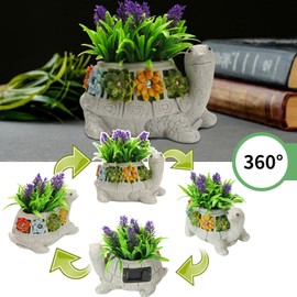 Aulaygo Upgrade Solar Garden Statues Turtle with Succulent and 5 LED Lights Gifts for Women Outdoor Decor Unique Birthday Housewarming Gifts for Mom Grandma