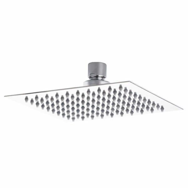 Hudson Reed A3088 ǀ Modern Bathroom Slim Stainless Steel Square Fixed Shower Head, 60mm x 200mm, Chrome