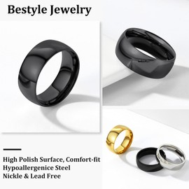 Bestle 8mm Black Rings Love Statmenet Engagement/Wedding Band Rings, Black Promise Rings for Women Men, Suit Any Occasion and Everyday Wear, Size 12