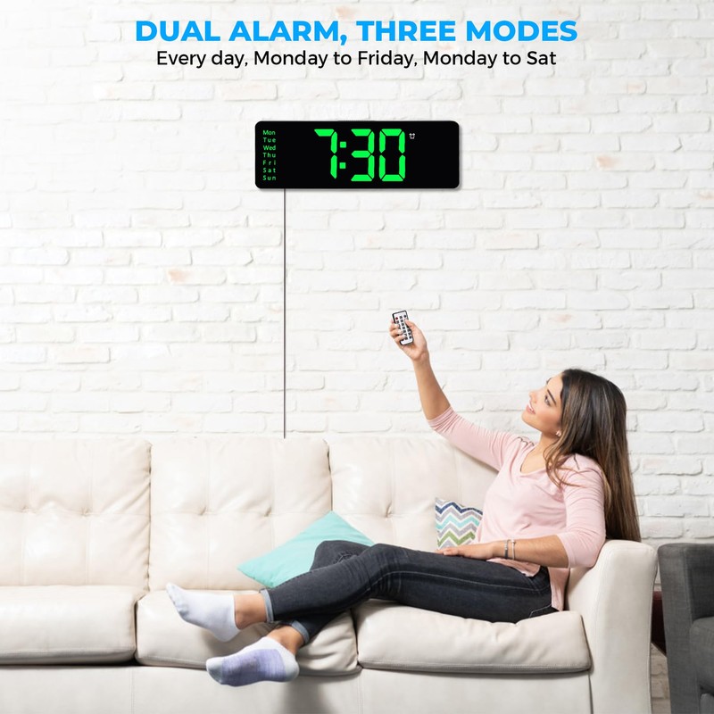 Sukeen Digital Wall Clock, 13" Digital Clock Wall Clock Alarm