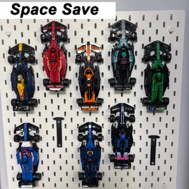 meeeyya Wall Mount Compatible with f1 Speed Champions Sets, Wall Bracket for Speed of Champions,Vertical Wall Mount for Brick Cars (12 Packs)